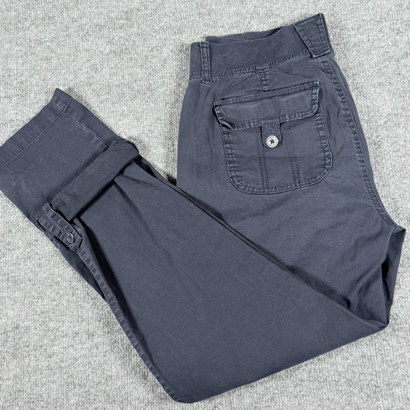 Gloria Vanderbilt Pants Roll Tab 6 Navy Blue Penelope Cargo Stretch Khaki United - Picture 1 of 13